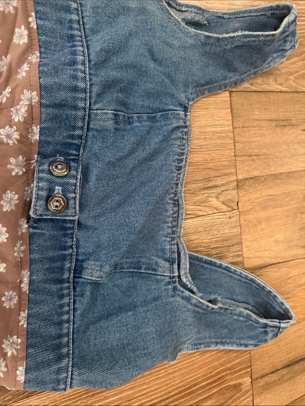 All that Jazz Denim Top Floral Mini Dress in Blue and Brown - Picture 5 of 9